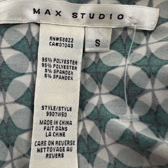 Max Studio Dress Wrap Side‎ Tye Small Stretch Green White Geometric Print - Picture 4 of 13